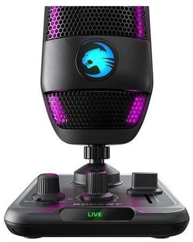 Alt view image 2 of 7 - ROCCAT Torch USB Microphone, Studio-Grade Audio, PC Computer Gaming Wired Mic, RGB AIMO Lighting with Indicator, For Streaming, Recording, Podcasting, Quick Mute, Boom Arm Compatible, Black