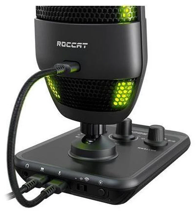 Alt view image 3 of 7 - ROCCAT Torch USB Microphone, Studio-Grade Audio, PC Computer Gaming Wired Mic, RGB AIMO Lighting with Indicator, For Streaming, Recording, Podcasting, Quick Mute, Boom Arm Compatible, Black