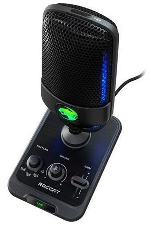 Alt view image 7 of 7 - ROCCAT Torch USB Microphone, Studio-Grade Audio, PC Computer Gaming Wired Mic, RGB AIMO Lighting with Indicator, For Streaming, Recording, Podcasting, Quick Mute, Boom Arm Compatible, Black