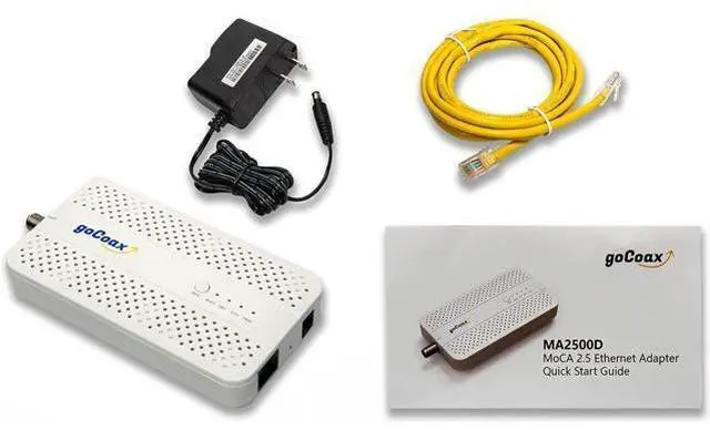 Alt view image 6 of 6 - goCoax MoCA 2.5 Adapter with 2.5GbE Ethernet Port. MoCA 2.5. 1x 2.5GbE Port. Provide 2.5Gbps Bandwidth with existing coaxial Cables. White(Single, MA2500D)