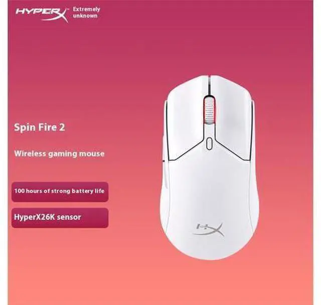 Alt view image 2 of 7 - HyperX Spinfire 2 Wireless Gaming Mouse, 2.4Ghz/Bluetooth, 8000Hz Response Rate, 26000DPI, HyperX 26K Sensor, 5 Buttons, 60g, PTFE Foot Stickers, Anti-slip Stickers, Macro Command Support, White