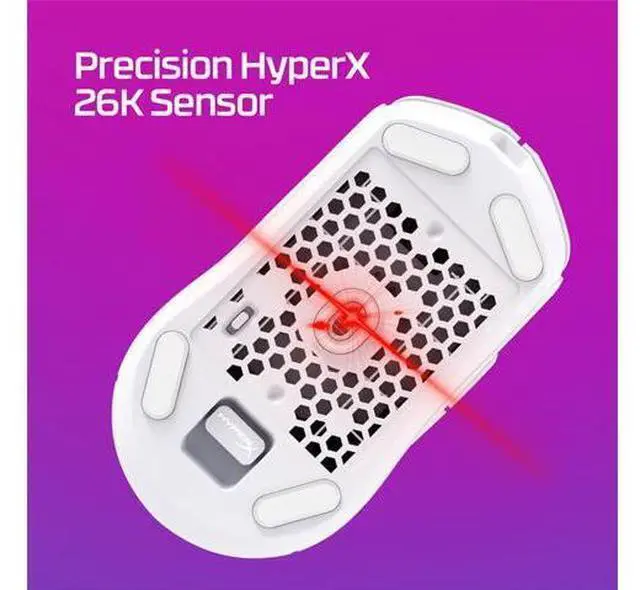 Alt view image 4 of 7 - HyperX Spinfire 2 Wireless Gaming Mouse, 2.4Ghz/Bluetooth, 8000Hz Response Rate, 26000DPI, HyperX 26K Sensor, 5 Buttons, 60g, PTFE Foot Stickers, Anti-slip Stickers, Macro Command Support, White