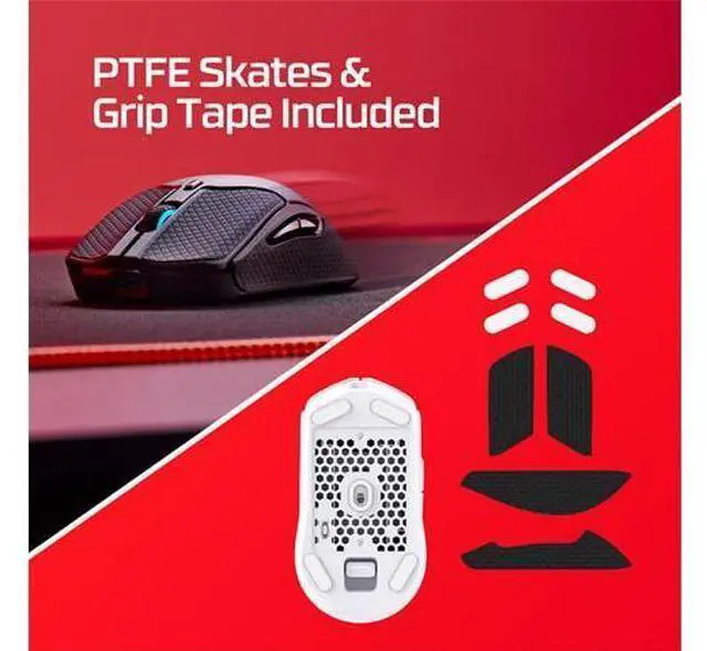 Alt view image 6 of 7 - HyperX Spinfire 2 Wireless Gaming Mouse, 2.4Ghz/Bluetooth, 8000Hz Response Rate, 26000DPI, HyperX 26K Sensor, 5 Buttons, 60g, PTFE Foot Stickers, Anti-slip Stickers, Macro Command Support, White