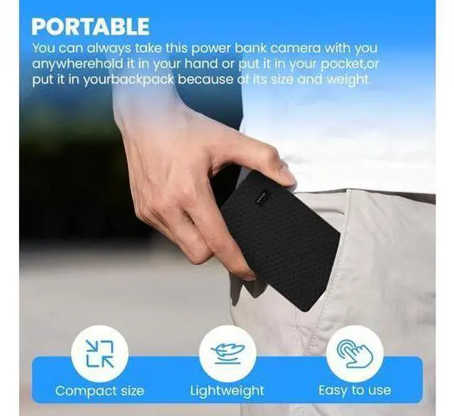 Alt view image 7 of 7 - Hidden Camera Portable Charger 2K Full HD Cameras with WiFi and Night Vision 5000mAh Battery Wireless Mini Nanny Cam for Home Security Indoor Motion Detection