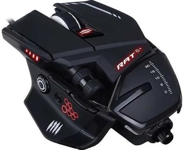 Main image of Mad Catz R.A.T. 6+ Optical Gaming Mouse MR04DCINBL000 Black 11 Buttons Wired Optical 12000 dpi Gaming Mouse
