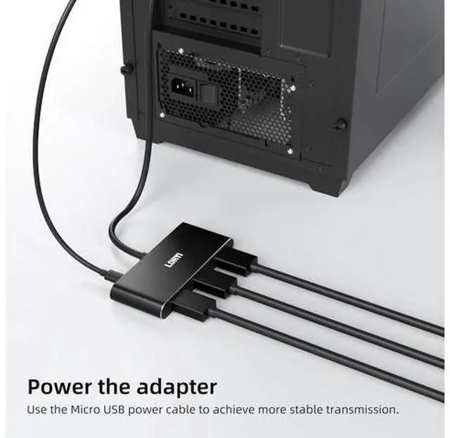 Alt view image 5 of 7 - 3-Port Displayport Splitter,DP1.4 to 3×DP Multi-Monitor Splitter,Single 8K, Dual 4K 120Hz,MST Displayport hub 1 in 3 Out,Windows Only