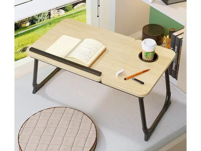 Alt view image 5 of 7 - Laptop Desk for Bed,Asltoy Laptop Bed Tray Table,Foldable Lap Desk Stand Notebook Desk Adjustable Laptop Table for Bed Portable Notebook Bed Tray Lap Tablet with Cup Holder