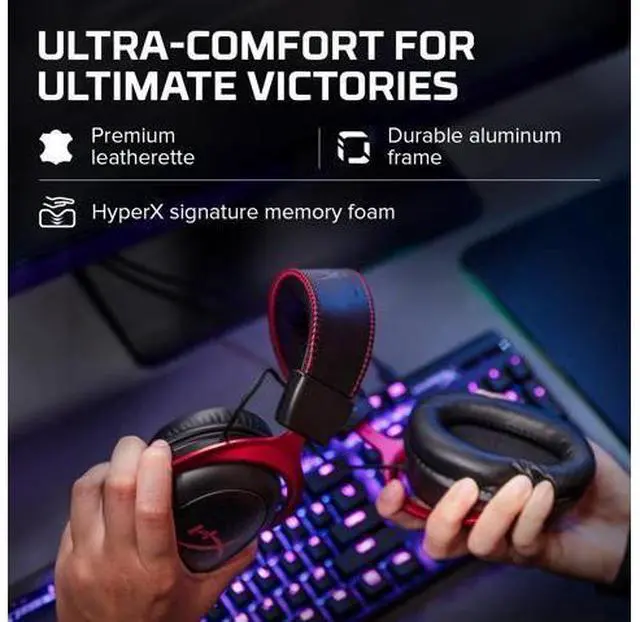 Alt view image 5 of 7 - Cloud II Gaming Headset - 7.1 Surround Sound - Memory Foam Ear Pads - Durable Aluminum Frame - Multi Platform Headset - Works with PC, PS4, PS4 PRO, Xbox One, Xbox One S - Red (KHX-HSCP-RD)