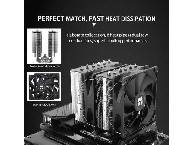 Alt view image 3 of 5 - Thermalrlght Peerless Assassin 120 SE CPU Air Cooler, 6 Heat Pipes, Dual 120mm TL-C12C PWM Fans, Aluminum Heatsink Cover, AGHP Technology, for AMD AM4 AM5/Intel LGA 1700/1150/1151/1200/1851(PA120SE)