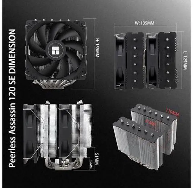 Alt view image 5 of 5 - Thermalrlght Peerless Assassin 120 SE CPU Air Cooler, 6 Heat Pipes, Dual 120mm TL-C12C PWM Fans, Aluminum Heatsink Cover, AGHP Technology, for AMD AM4 AM5/Intel LGA 1700/1150/1151/1200/1851(PA120SE)