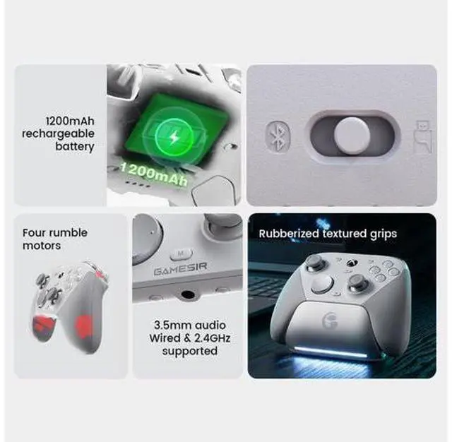 Alt view image 5 of 7 - SOEWIOU Wired Controller for Xbox Series X|S, Xbox One, Wireless Gamepad for PC&Android with TMR Sticks, Hall Effect Analog Triggers, 1000Hz Polling Rate, 3.5mm Audio Jack - White