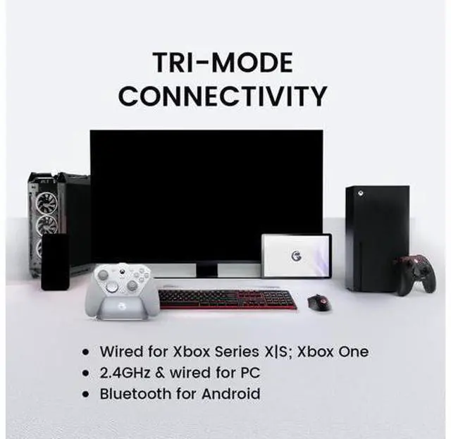 Alt view image 2 of 7 - SOEWIOU Wired Controller for Xbox Series X|S, Xbox One, Wireless Gamepad for PC&Android with TMR Sticks, Hall Effect Analog Triggers, 1000Hz Polling Rate, 3.5mm Audio Jack - White