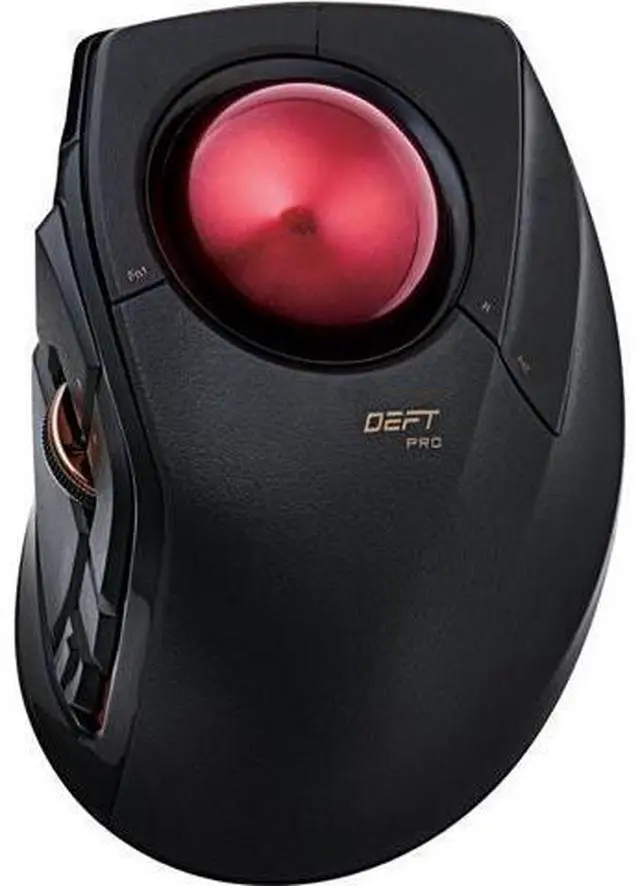 Main image of ELECOM DEFT PRO Trackball Mouse, Wired, Wireless, Bluetooth 3 Types Connection, Ergonomic Design, 8-Button Function, Red Ball, Windows11, MacOS (M-DPT1MRXBK)