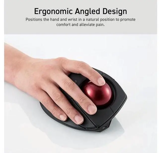 Alt view image 2 of 7 - ELECOM DEFT PRO Trackball Mouse, Wired, Wireless, Bluetooth 3 Types Connection, Ergonomic Design, 8-Button Function, Red Ball, Windows11, MacOS (M-DPT1MRXBK)