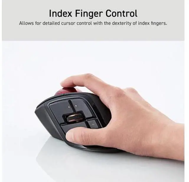 Alt view image 3 of 7 - ELECOM DEFT PRO Trackball Mouse, Wired, Wireless, Bluetooth 3 Types Connection, Ergonomic Design, 8-Button Function, Red Ball, Windows11, MacOS (M-DPT1MRXBK)