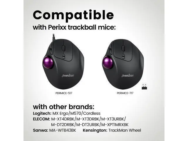 Alt view image 5 of 7 - Perixx PERIPRO-303 X4A Trackball - 1.34 Inch Replacement Ball for PERIMICE and M570 - 4-in-1 Multi-Color Red, Purple, Pink, and Lavender Trackball - Elegant Storage Box