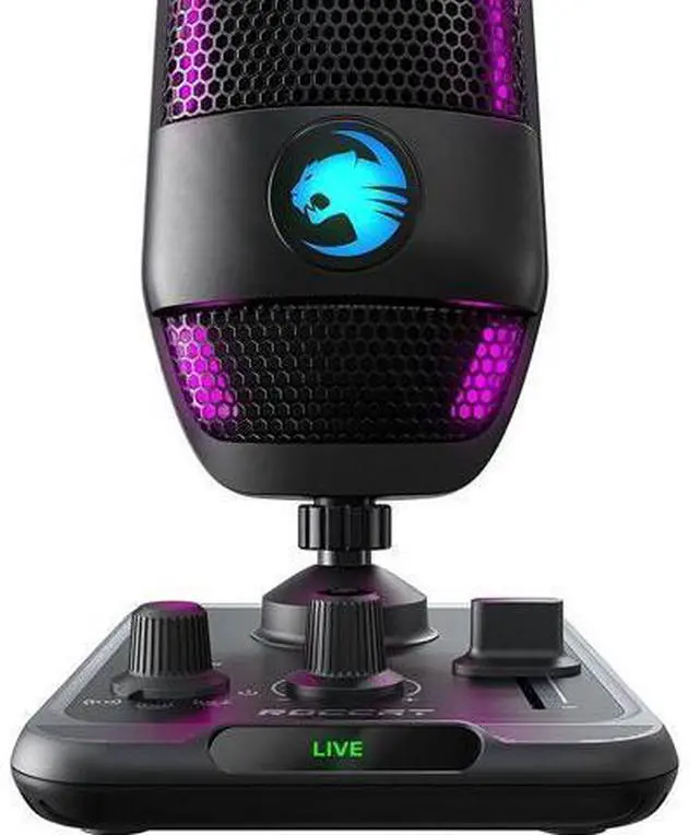 Alt view image 3 of 7 - ROCCAT Torch USB Microphone, Studio-Grade Audio, PC Computer Gaming Wired Mic, RGB AIMO Lighting with Indicator, for Streaming, Recording, Podcasting, Quick Mute, Boom Arm Compatible, Black