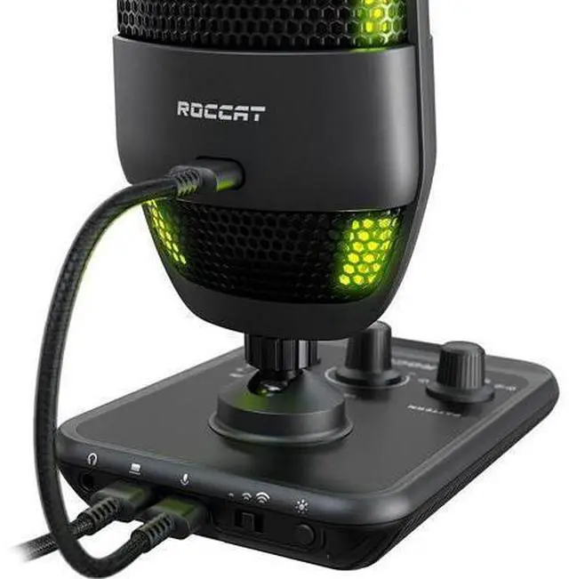 Alt view image 4 of 7 - ROCCAT Torch USB Microphone, Studio-Grade Audio, PC Computer Gaming Wired Mic, RGB AIMO Lighting with Indicator, for Streaming, Recording, Podcasting, Quick Mute, Boom Arm Compatible, Black