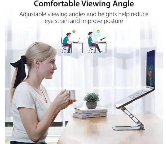 Alt view image 3 of 7 - Multi-Angle Aluminum Laptop Stand Ergonomic Notebook Riser Suitable for MacBook HP Fits Most laptops up to 16 (JTS127)
