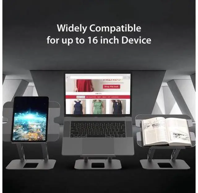 Alt view image 7 of 7 - Multi-Angle Aluminum Laptop Stand Ergonomic Notebook Riser Suitable for MacBook HP Fits Most laptops up to 16 (JTS127)