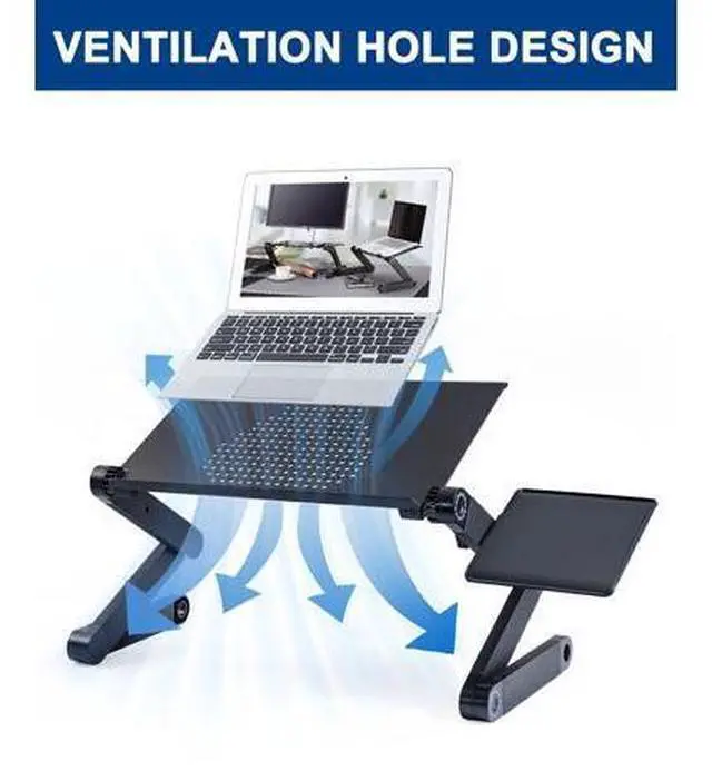 Alt view image 2 of 7 - Adjustable Height Laptop Desk Laptop Stand for Bed Portable Lap Desk Foldable Table Workstation Notebook RiserErgonomic Computer Tray Reading Holder Bed Tray Standing Desk