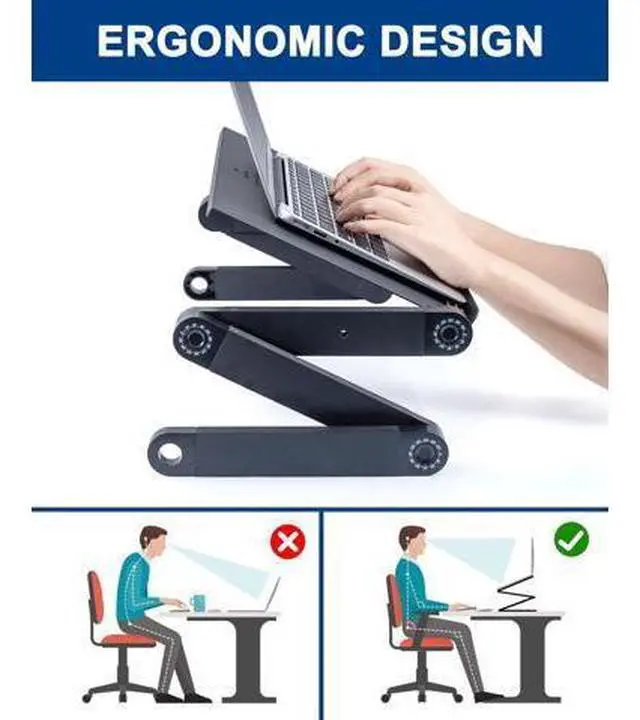 Alt view image 3 of 7 - Adjustable Height Laptop Desk Laptop Stand for Bed Portable Lap Desk Foldable Table Workstation Notebook RiserErgonomic Computer Tray Reading Holder Bed Tray Standing Desk