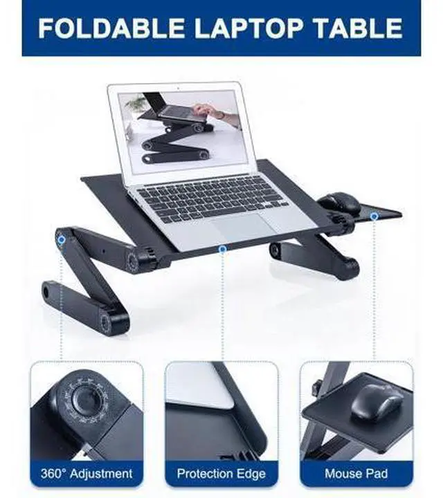 Alt view image 4 of 7 - Adjustable Height Laptop Desk Laptop Stand for Bed Portable Lap Desk Foldable Table Workstation Notebook RiserErgonomic Computer Tray Reading Holder Bed Tray Standing Desk