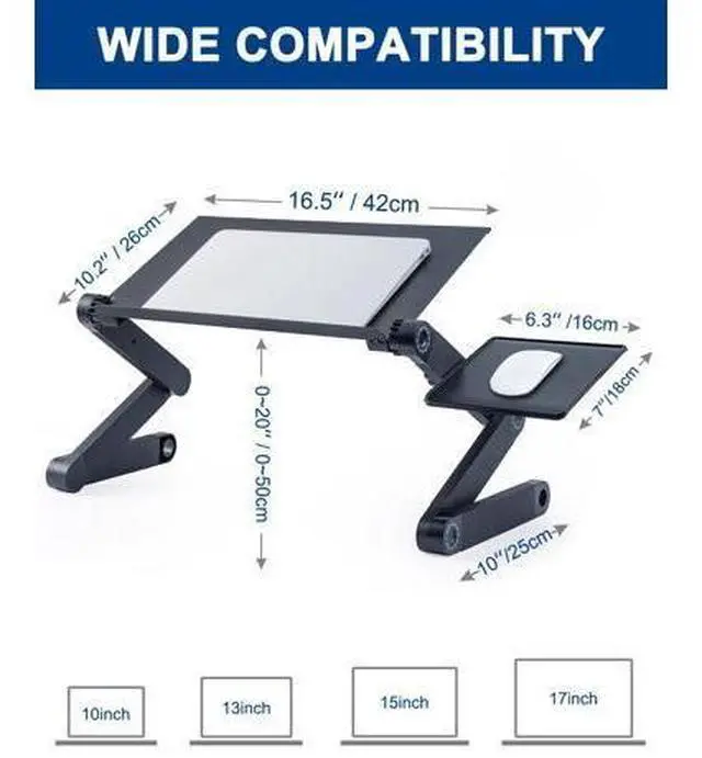 Alt view image 5 of 7 - Adjustable Height Laptop Desk Laptop Stand for Bed Portable Lap Desk Foldable Table Workstation Notebook RiserErgonomic Computer Tray Reading Holder Bed Tray Standing Desk