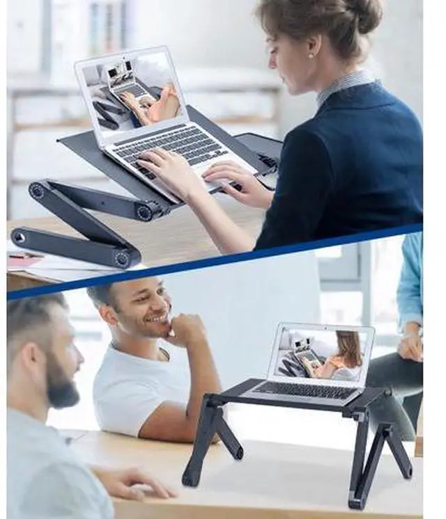 Alt view image 6 of 7 - Adjustable Height Laptop Desk Laptop Stand for Bed Portable Lap Desk Foldable Table Workstation Notebook RiserErgonomic Computer Tray Reading Holder Bed Tray Standing Desk
