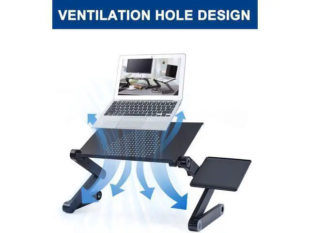 Alt view image 4 of 7 - Adjustable Laptop Desk, Laptop Stand for Bed Portable Lap Desk Foldable Table Workstation Notebook Riser with Mouse Pad, Ergonomic Computer Tray Reading Holder Bed Tray Standing Desk