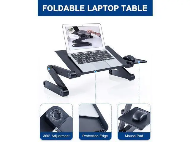 Alt view image 5 of 7 - Adjustable Laptop Desk, Laptop Stand for Bed Portable Lap Desk Foldable Table Workstation Notebook Riser with Mouse Pad, Ergonomic Computer Tray Reading Holder Bed Tray Standing Desk