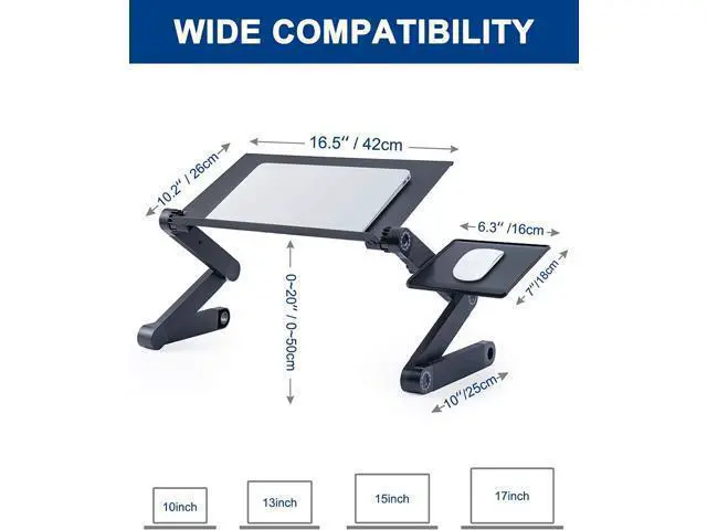 Alt view image 6 of 7 - Adjustable Laptop Desk, Laptop Stand for Bed Portable Lap Desk Foldable Table Workstation Notebook Riser with Mouse Pad, Ergonomic Computer Tray Reading Holder Bed Tray Standing Desk