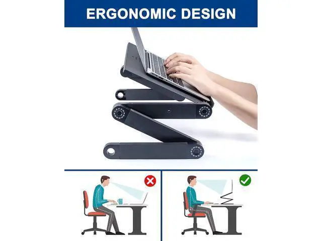 Alt view image 7 of 7 - Adjustable Laptop Desk, Laptop Stand for Bed Portable Lap Desk Foldable Table Workstation Notebook Riser with Mouse Pad, Ergonomic Computer Tray Reading Holder Bed Tray Standing Desk