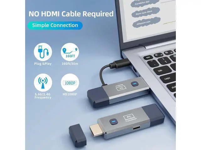 Alt view image 2 of 7 - Wireless HDMI Transmitter and Receiver 328ft/100m Extender 4K Decode Input 1080P Output Plug&Play Low-Latency Dual-Band 2.4G/5.8G for Video and Audio to Monitor from PC/Projector/TV Box