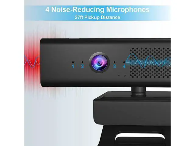 Alt view image 5 of 7 - Webcam with Speakers and Mic, Full HD 1080P/30FPS Computer Camera for Streaming Video Conference , 4 Noise-Cancelling Mics, Privacy Cover, 90°FOV, USB-A, Webcam for PC Desktop Monitor Laptop