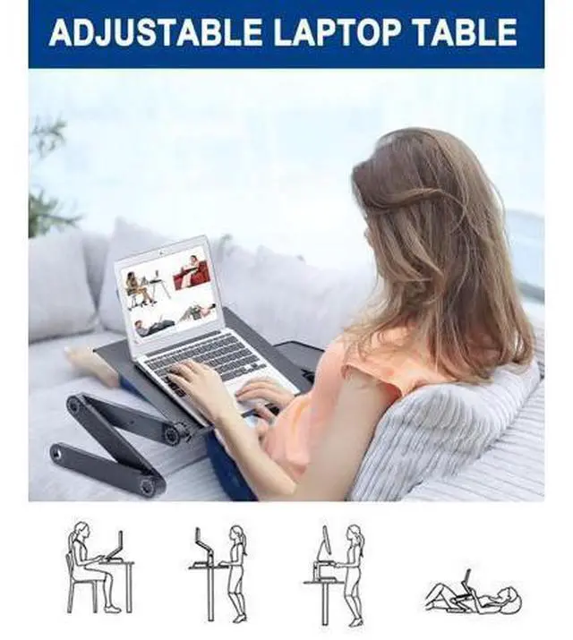 Alt view image 7 of 7 - Adjustable Height Laptop Desk Laptop Stand for Bed Portable Lap Desk Foldable Table Workstation Notebook RiserErgonomic Computer Tray Reading Holder Bed Tray Standing Desk