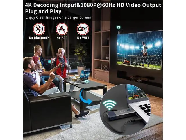 Alt view image 3 of 7 - Wireless HDMI Transmitter and Receiver 328ft/100m Extender 4K Decode Input 1080P Output Plug&Play Low-Latency Dual-Band 2.4G/5.8G for Video and Audio to Monitor from PC/Projector/TV Box