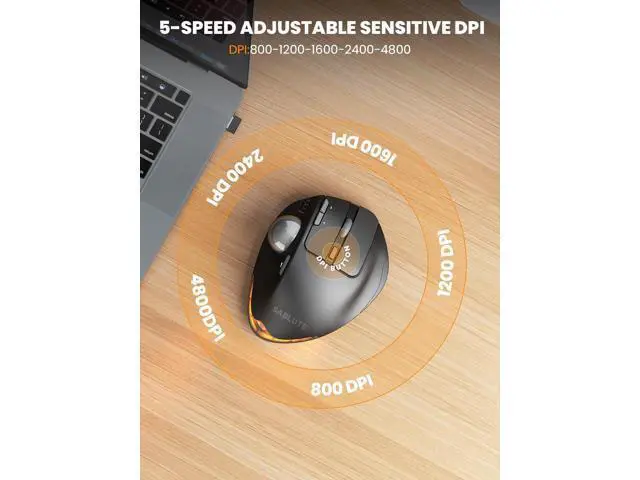 Alt view image 5 of 7 - MAM1 Pro Ergonomic Wireless Trackball Mouse, Adjustable 0°/18° Angle, Thumb Control, Quiet Clicks, 3 Multi-Device Bluetooth & USB Receiver, Rechargeable Mouse for Office, Windows Mac