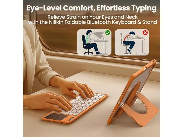 Alt view image 6 of 6 - Pocket Foldable Wireless Keyboard with Touchpad Number Pad for Travel Bussiness Trip Meeting for Tablets Fold Phone Laptop Computer, Full Size (Small) Magnetic Folding Keyboard