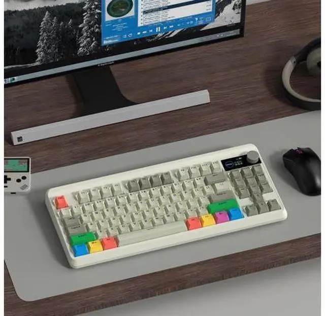 Alt view image 7 of 7 - Womier Retro 75% Gaming Keyboard with OLED Display&Knob, M87 Pro Bluetooth 5.1/2.4GHz /USB-C Wireless Mechanical Keyboard with Hot-Swappable Custom Switch, Compact Gamer RGB Keyboard-Grey