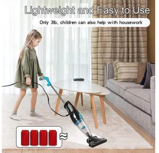 Alt view image 3 of 7 - Intercleaner Corded Vacuum Cleaner, 15KPa Powerful Suction with 400W Motor, 12 in 1 Lightweight Bagless Stick Vac with Handheld, Ultra Quiet, for Hardwood Floor Carpet Car Pet Hair