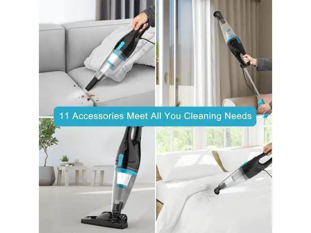 Alt view image 4 of 7 - Intercleaner Corded Vacuum Cleaner, 15KPa Powerful Suction with 400W Motor, 12 in 1 Lightweight Bagless Stick Vac with Handheld, Ultra Quiet, for Hardwood Floor Carpet Car Pet Hair