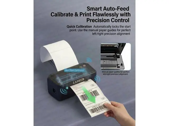 Alt view image 5 of 5 - Labeer Bluetooth Thermal Label Printer, 4x6 Wireless Label Printer for Shipping Packages, Small Business Office or Home, Compatible with Windows/Mac/Android/iOS//Ebay/Shopify/Etsy/USPS