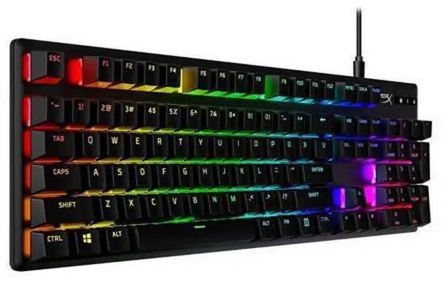 Main image of HyperX Alloy Origins 104-Key PBT Version Gaming Keyboard, Full Size Wired Mechanical Keyboard, Compact Form Factor, RGB LED Backlighting, 8000HZ, Hot Swappable, Linear HyperX water Axis, Black