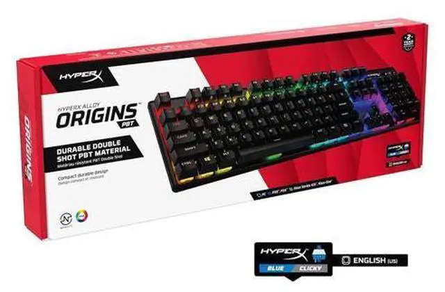 Alt view image 3 of 7 - HyperX Alloy Origins 104-Key PBT Version Gaming Keyboard, Full Size Wired Mechanical Keyboard, Compact Form Factor, RGB LED Backlighting, 8000HZ, Hot Swappable, Linear HyperX water Axis, Black