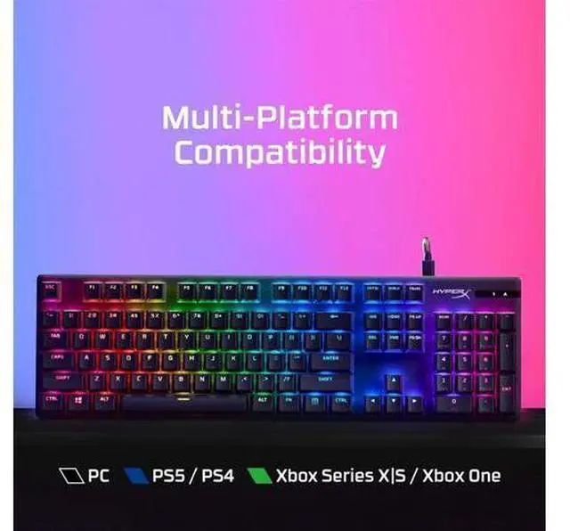 Alt view image 6 of 7 - HyperX Alloy Origins 104-Key PBT Version Gaming Keyboard, Full Size Wired Mechanical Keyboard, Compact Form Factor, RGB LED Backlighting, 8000HZ, Hot Swappable, Linear HyperX water Axis, Black