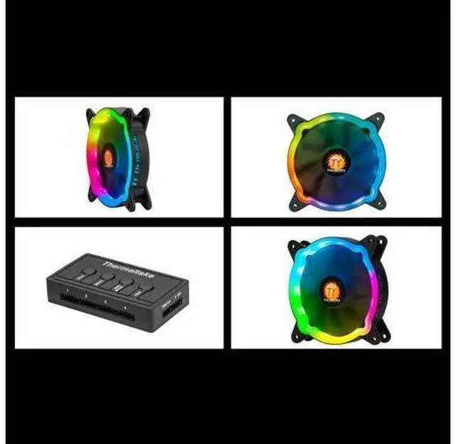 Alt view image 7 of 7 - Thermaltake 120mm RGB Silent Case Fan with ARGB Controlling Hub Sync Lighting Effect 20 Lighting Modes 34.24 CFM 1300RPM, 3 Packs