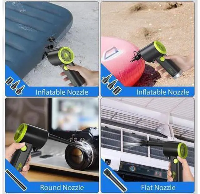 Alt view image 5 of 5 - Compressed Air Duster, Electric Air Duster, Handheld Cordless Air Duster, Stepless Speed Motor, 6000mAh Rechargeable Air Blower, Type-C Fast Charge, for Computer, Keyboard, Pet House
