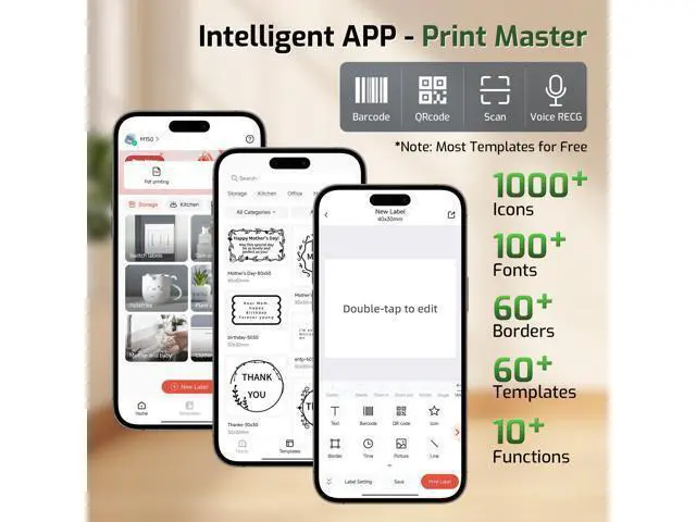 Alt view image 4 of 5 - Phomemo M150 Label Maker, Bluetooth Thermal Label Maker Machine with Tape, Upgrade Mini Thermal Label Printer for Barcode, Address, Mailing, Compatible with Phone & PC