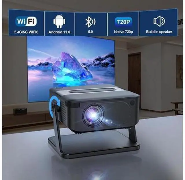 Alt view image 2 of 7 - HA109 LCD Mini Video Projector,MAX 4K LED Home Video Projector with 10000 Lumens, Android 11,Short Throw, 4 Point Keystone Projector